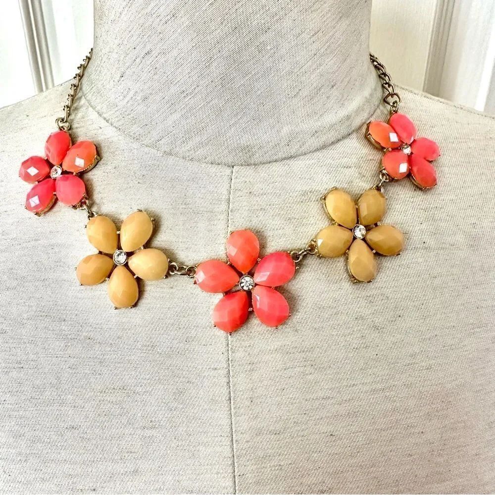 Orange/yellow flower statement necklace
